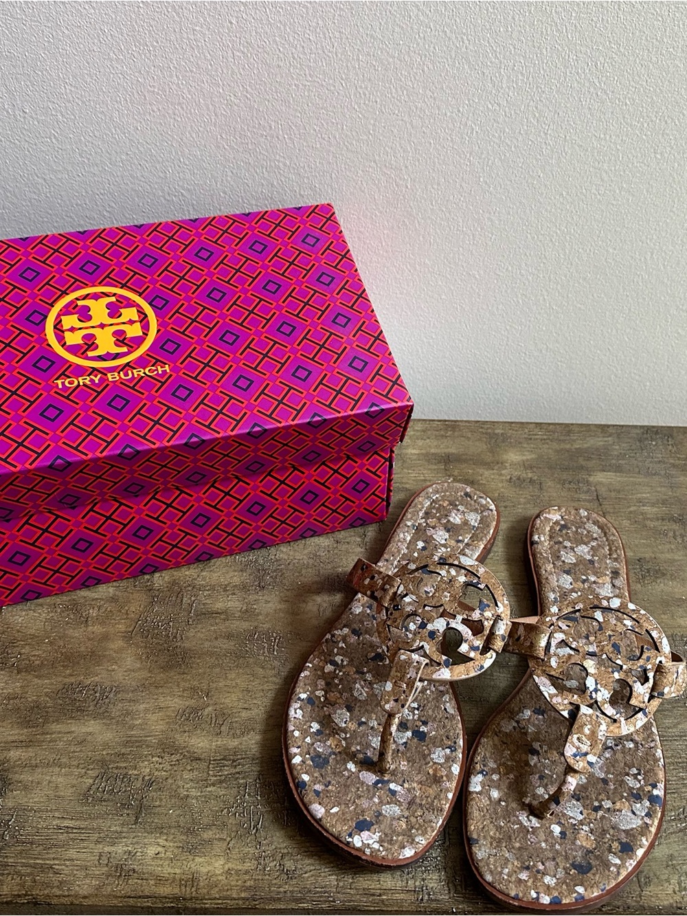 Tory Burch Cork Miller Sandals - New Ivory Confetti